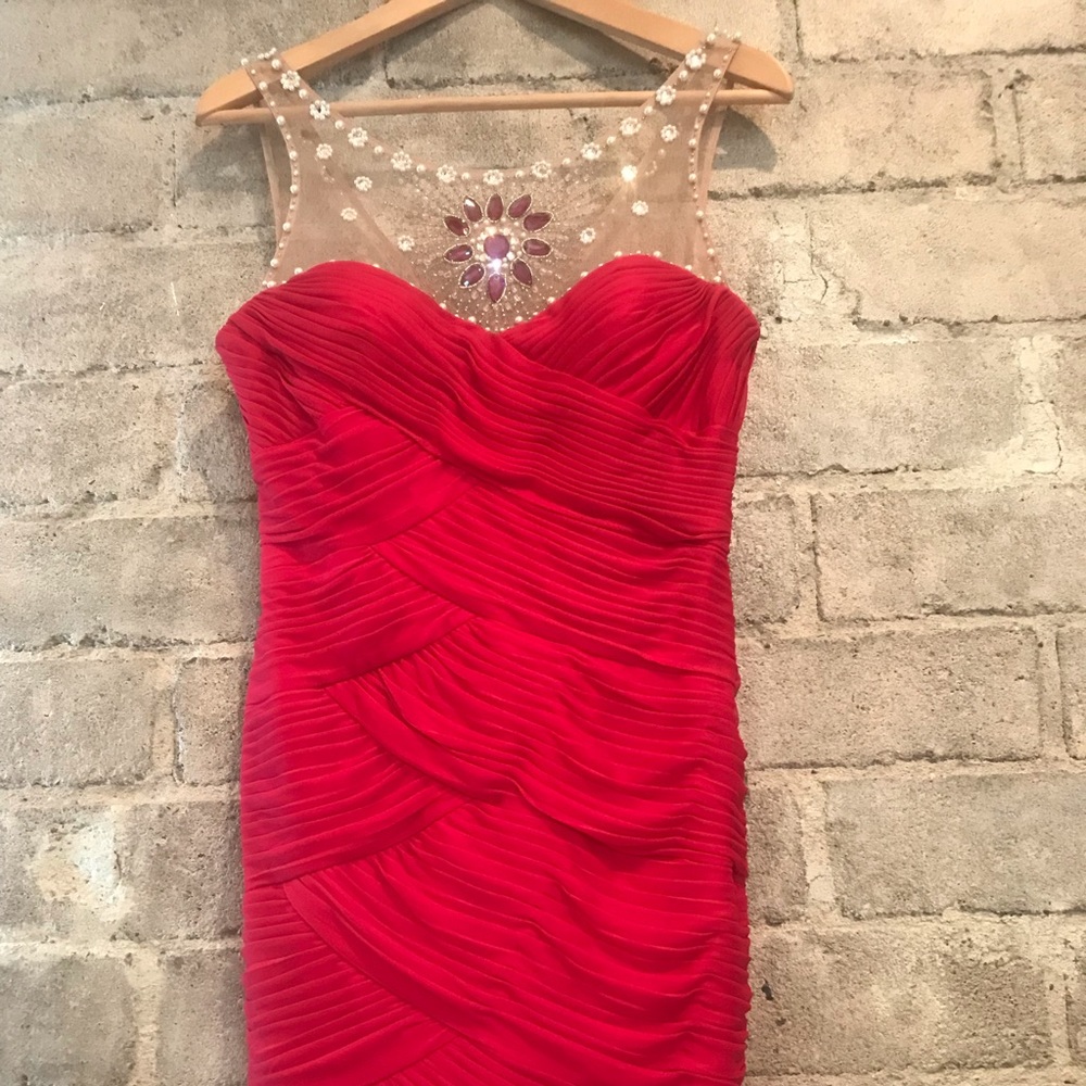 Pink ruched dress with crystals